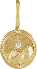 Men's 14K Gold Round Natural Diamond Element Pendant - Yellow Gold