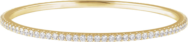 14K Gold Round Lab-Grown Diamond Accented Bangle Bracelet - Yellow Gold