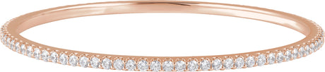14K Gold Round Natural Diamond Accented Bangle Bracelet – 1.1-2.4mm Stones - Rose Gold
