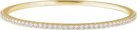 14K Gold Round Natural Diamond Accented Bangle Bracelet – 1.1-2.4mm Stones - Yellow Gold
