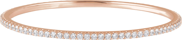 14K Gold Round Natural Diamond Accented Bangle Bracelet – 1.1-2.4mm Stones - Rose Gold