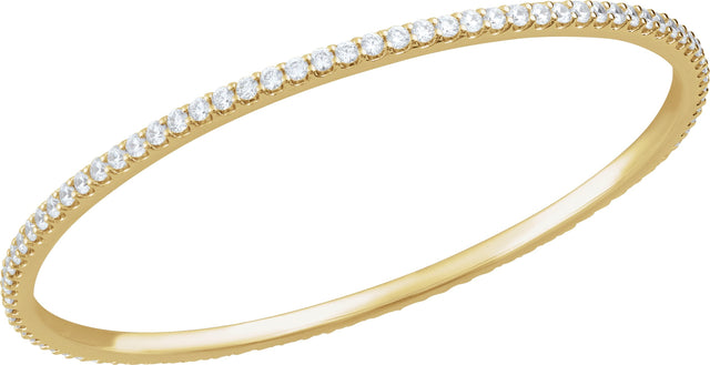14K Gold Round Natural Diamond Accented Bangle Bracelet – 1.1-2.4mm Stones - Yellow Gold - view 2