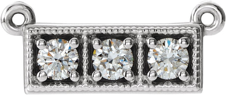 Platinum Round Lab-Grown Diamond Three-Stone Bar Necklace