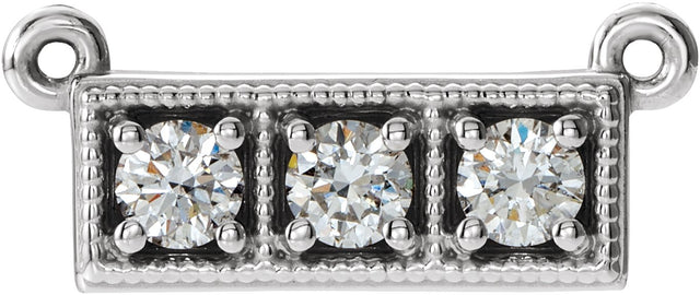 Platinum Round Lab-Grown Diamond Three-Stone Bar Necklace