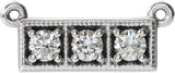 14K Gold Round Natural Diamond Three-Stone Bar Necklace - White Gold