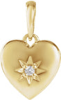 14K Gold Round Natural Diamond Accented Heart Necklace or Pendant – 0.015 CTW - Yellow Gold