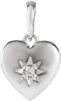 Platinum Round Natural Diamond Accented Heart Necklace or Pendant