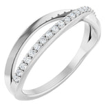 14K Gold Round Natural Diamond Accented Criss-Cross Ring – 1.2mm Stones - White Gold