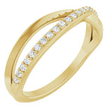 14K Gold Round Natural Diamond Accented Criss-Cross Ring – 1.2mm Stones - Yellow Gold