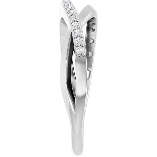 Platinum Round Natural Diamond Accented Criss-Cross Ring – 1.2mm Stones - view 4