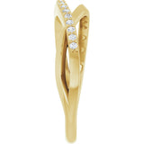 14K Gold Round Natural Diamond Accented Criss-Cross Ring – 1.2mm Stones - Yellow Gold - view 4