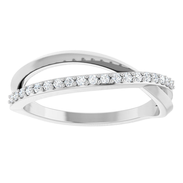 Platinum Round Natural Diamond Accented Criss-Cross Ring – 1.2mm Stones - view 3