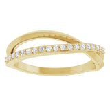14K Gold Round Natural Diamond Accented Criss-Cross Ring – 1.2mm Stones - Yellow Gold - view 3