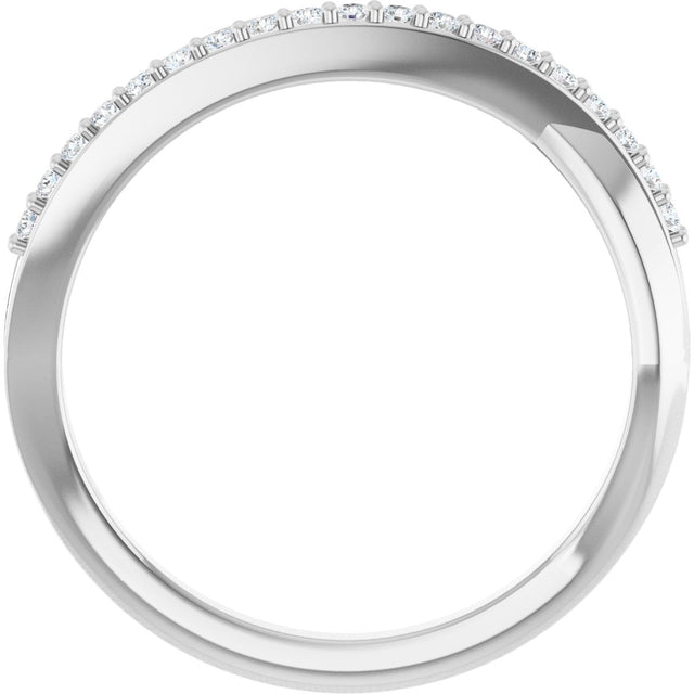 Platinum Round Natural Diamond Accented Criss-Cross Ring – 1.2mm Stones - view 2