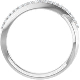 14K Gold Round Natural Diamond Accented Criss-Cross Ring – 1.2mm Stones - White Gold - view 2