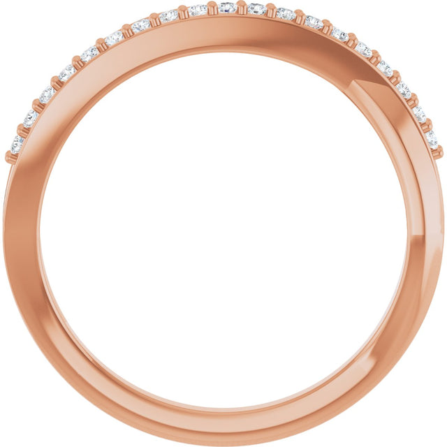 14K Gold Round Natural Diamond Accented Criss-Cross Ring – 1.2mm Stones - Rose Gold - view 2