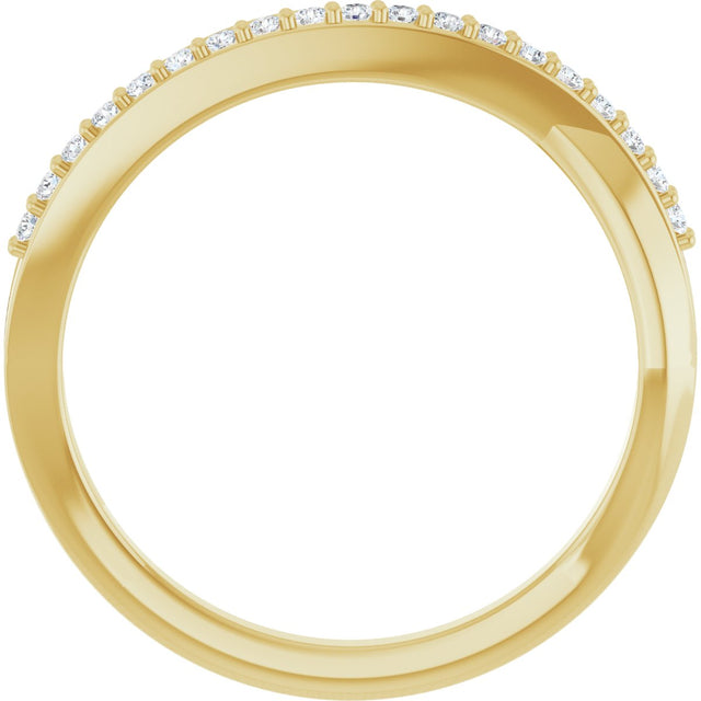 14K Gold Round Natural Diamond Accented Criss-Cross Ring – 1.2mm Stones - Yellow Gold - view 2