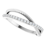 Platinum Round Natural Diamond Accented Criss-Cross Ring – 1.2mm Stones - view 5