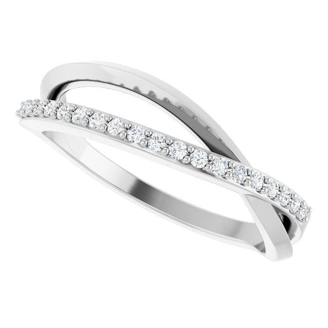 Platinum Round Natural Diamond Accented Criss-Cross Ring – 1.2mm Stones - view 5