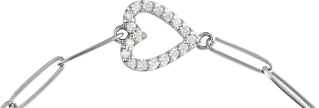 14K Gold Round Natural Diamond Accented Heart Bracelet - White Gold - view 2