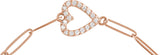 14K Gold Round Natural Diamond Accented Heart Bracelet - Rose Gold - view 2
