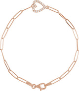 14K Gold Round Natural Diamond Accented Heart Bracelet - Rose Gold