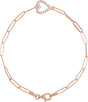 14K Gold Round Natural Diamond Accented Heart Bracelet - Rose Gold