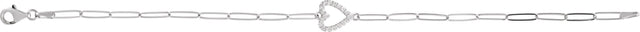 14K Gold Round Natural Diamond Accented Heart Bracelet - White Gold - view 3