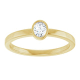 14K Gold Oval Natural Diamond Solitaire Ring - Yellow Gold - view 3