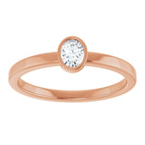 14K Gold Oval Natural Diamond Solitaire Ring - Rose Gold - view 3