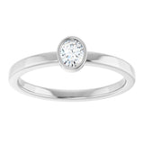 14K Gold Oval Natural Diamond Solitaire Ring - White Gold - view 3