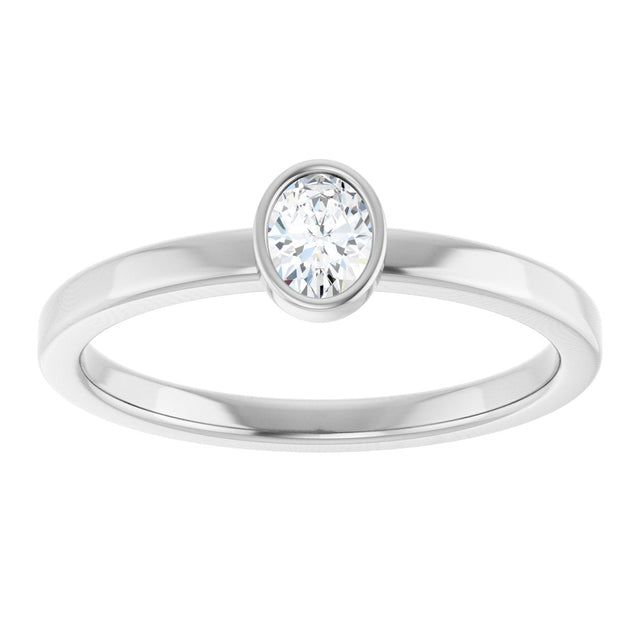 Platinum Oval Natural Diamond Solitaire Ring - view 3