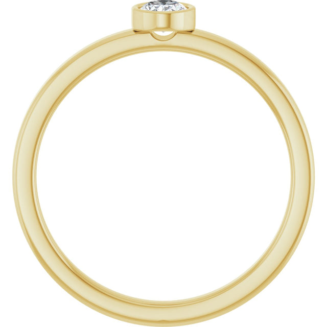 14K Gold Oval Natural Diamond Solitaire Ring - Yellow Gold - view 2