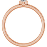14K Gold Oval Natural Diamond Solitaire Ring - Rose Gold - view 2