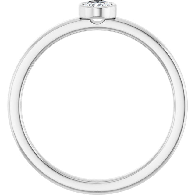 14K Gold Oval Natural Diamond Solitaire Ring - White Gold - view 2