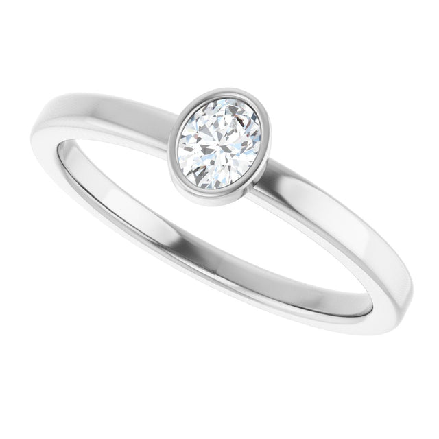 Platinum Oval Natural Diamond Solitaire Ring - view 5