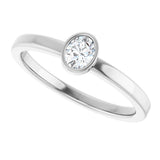 14K Gold Oval Natural Diamond Solitaire Ring - White Gold - view 5