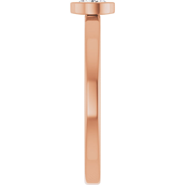 14K Gold Oval Natural Diamond Solitaire Ring - Rose Gold - view 4