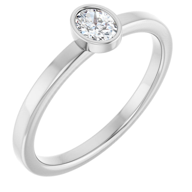 Platinum Oval Natural Diamond Solitaire Ring