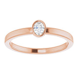 14K Gold Oval Natural Diamond Solitaire Ring - Rose Gold - view 3