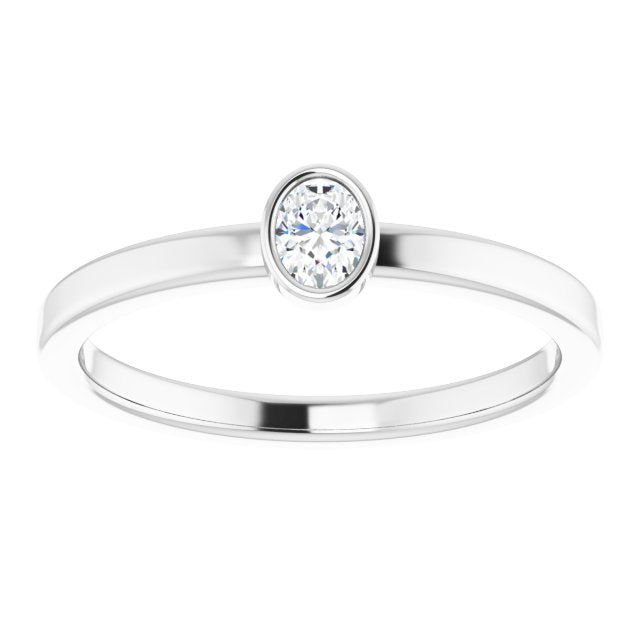 Platinum Oval Natural Diamond Solitaire Ring - view 3