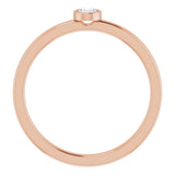 14K Gold Oval Natural Diamond Solitaire Ring - Rose Gold - view 2