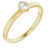 14K Gold Oval Natural Diamond Solitaire Ring - Yellow Gold