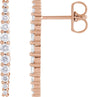 14K Gold Round Natural Diamond Accented Bar Earrings II - Rose Gold