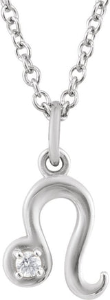 14K Gold Round Natural Diamond Accented Zodiac Necklace - White Gold