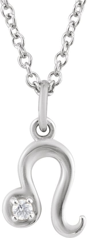 14K Gold Round Natural Diamond Accented Zodiac Necklace - White Gold