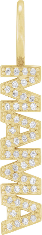 14K Gold Round Natural Diamond Accented Mama Pendant - Yellow Gold
