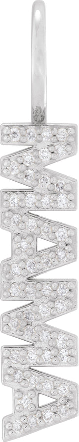 Platinum Round Natural Diamond Accented Mama Pendant