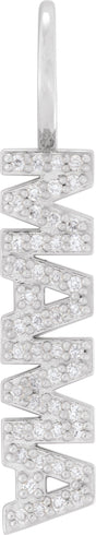 Platinum Round Natural Diamond Accented Mama Pendant