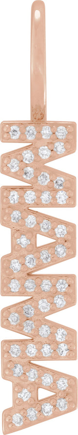 14K Gold Round Natural Diamond Accented Mama Pendant - Rose Gold